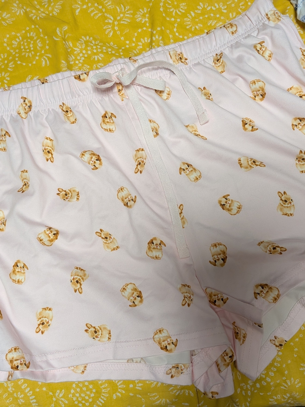 No Boundaries Light Pink Bunny Print Lounge Shorts